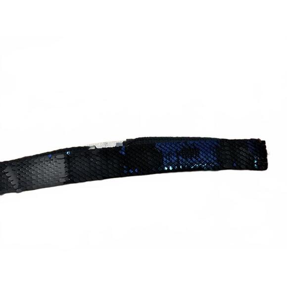 Accessories - Vintage Elegant Black Sequined Belt with Decorative Silver Buckle